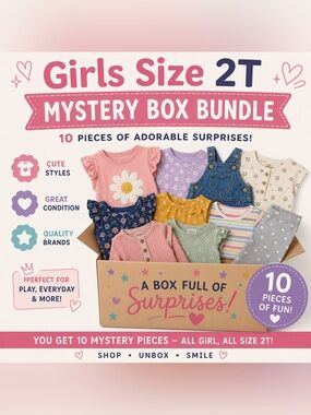 Girls Size 2T Mystery Box Bundle 10 Pieces Surprise Clothing Lot